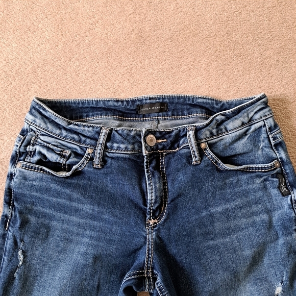 Silver Jeans Women's Boyfriend Jeans Size 29 Ankle Length Denim Distressed Blue - Picture 2 of 15